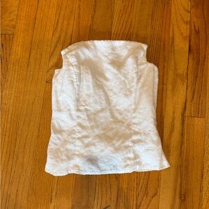 Reformation White Strapless linen corset Top